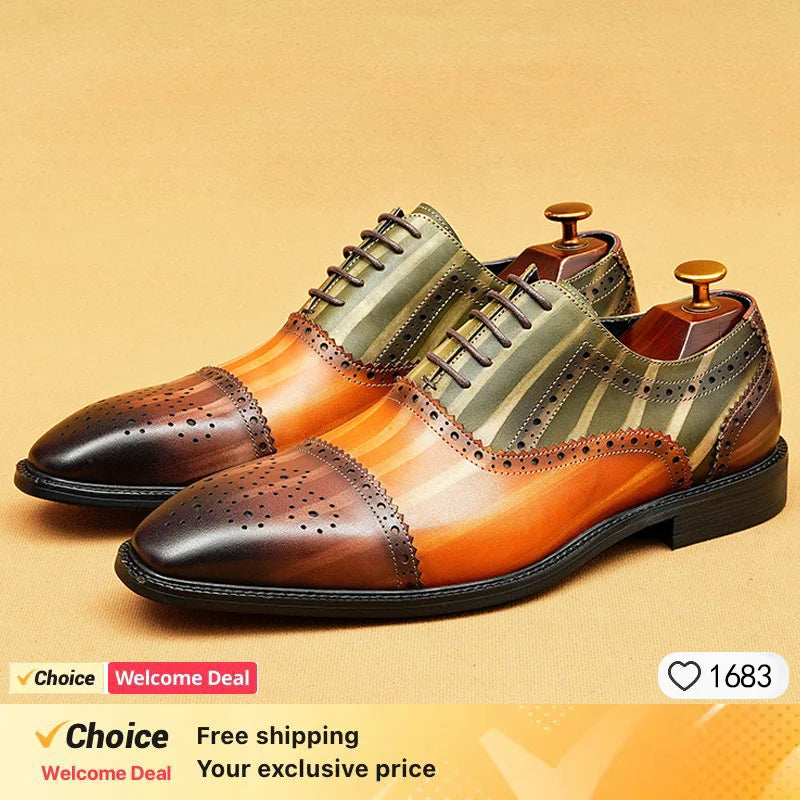 Chaussures en cuir de marque de luxe pour hommes, chaussures en dentelle pointues, DERBY OXFORD Store, robe décontractée pour hommes, chaussures de fête de mariage