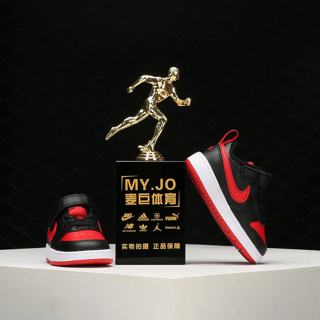 Nike véritable chaussures de sport décontractées en Velcro pour enfants, absorbant les chocs, résistantes à l'usure, confortables et respirantes BQ5453-007