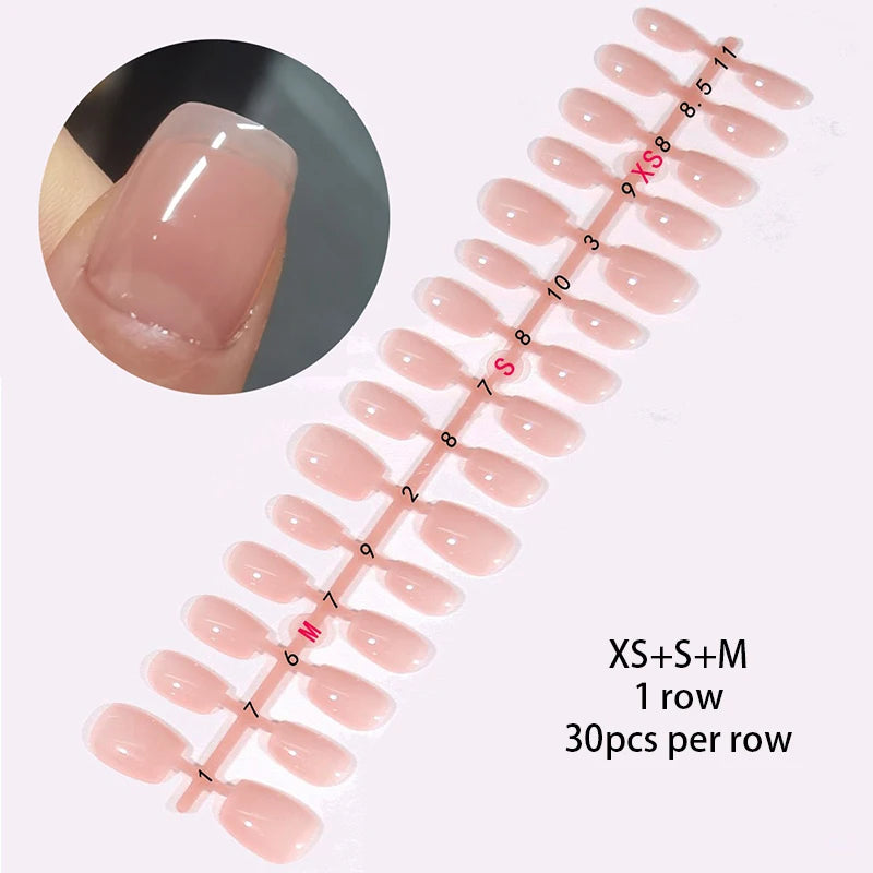 24 pièces/ensemble blanc français presse sur faux ongles couverture complète artificielle portable ongles conseils de beauté nu français blanc faux ongles Art