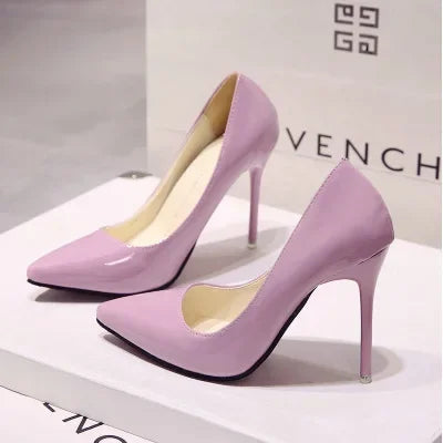 Escarpins à Talons Hauts en Cuir Verni pour Femme, Chaussures de Mariage à Talons Fins, Sexy, Pointues, Taille 44, Nouvelle Collection