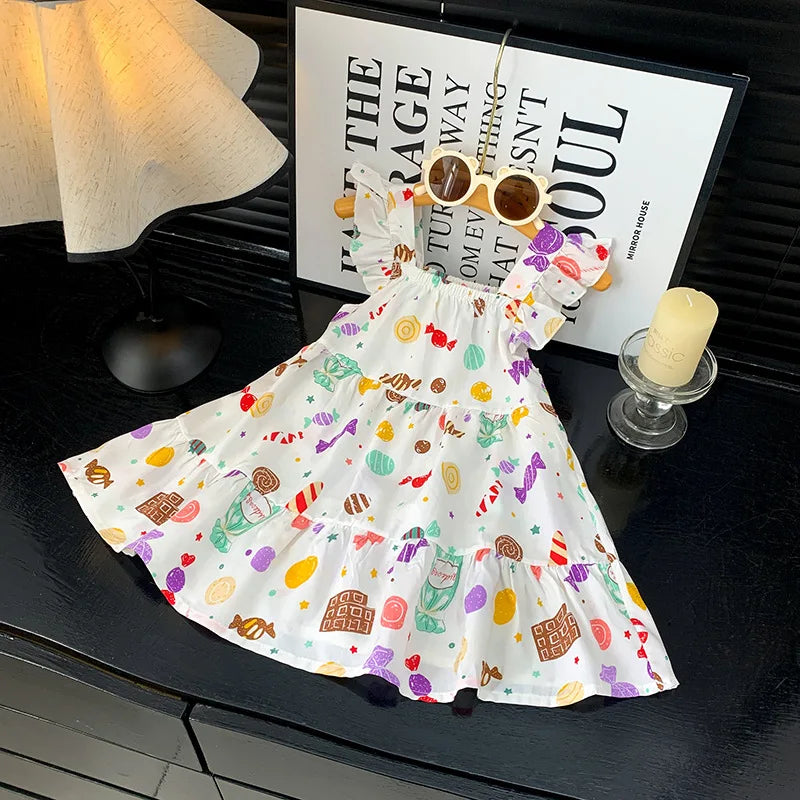 Robe d'été 2026 pour filles à manches volantées, robes de princesse imprimées à volants pour enfants de 1 à 12 ans, vêtements de vacances