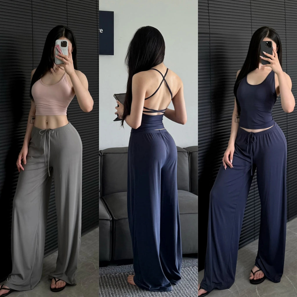 Ctenkevet-pantalon de Yoga taille haute à jambes larges pour femmes, bas de survêtement décontracté pour femmes, pantalon de survêtement Baggy droit pour l'extérieur, automne