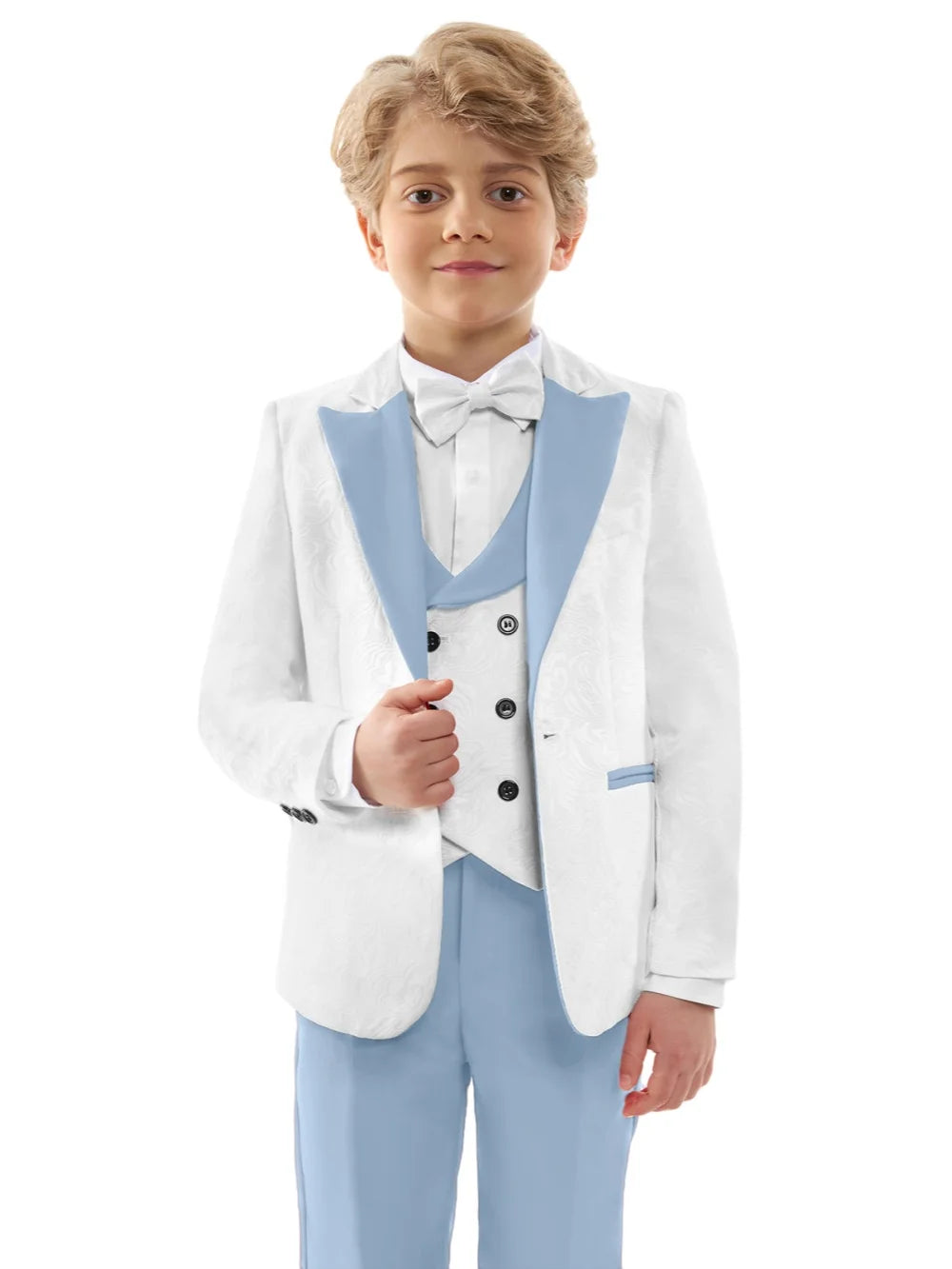 Ensemble de costume Jacquard pour garçons, 3 pièces, pour occasions formelles, élégant, col en Satin, costumes pour enfants, tenue de porteur d'anneau de mariage, nouvelle collection 2026