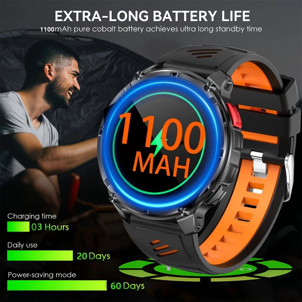 Nouvelle montre connectée T-REX3 Ultra avec batterie 1100mAh, étanche 10ATM, GPS, boussole, lampe de poche, écran AMOLED HD de 1,7 pouces, appels, montre connectée sport pour hommes