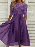 Robes pour femmes robe Simple romantique avec mousseline de soie Patchwork dentelle évider robe longue robe de soirée de demoiselle d'honneur vêtements pour femmes