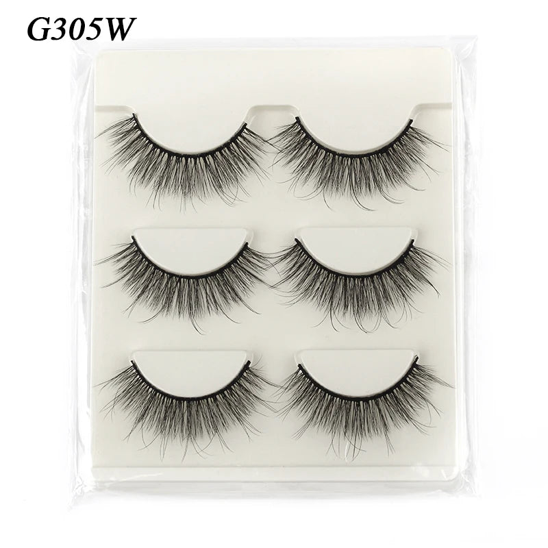 Faux Cils Naturels Longs en Vison 3D, Souples et Moelleux, fissuraminants, Faits à la Main, Outils de Maquillage pour les Yeux, 3 Paires