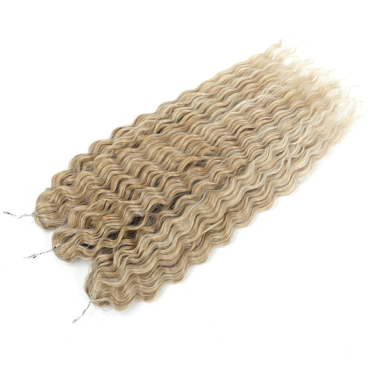 3 Pièces Tresses au Crochet Ombré Brun 300g 24' Ariel Deep Water Wave Blond Blanc Ombré Gris Paquets de Cheveux Synthétiques Haute Température