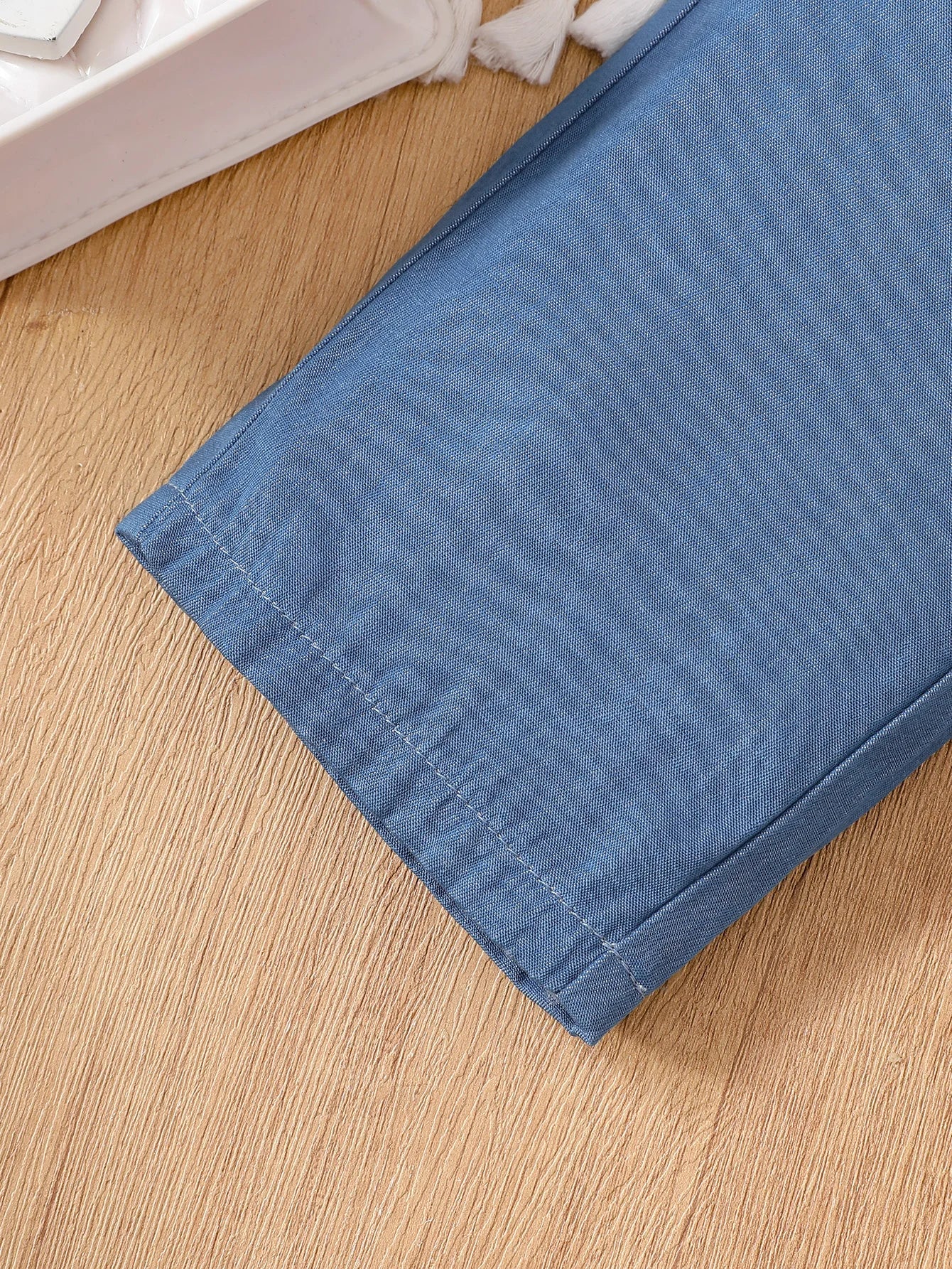 Ensemble deux pièces en Denim Patchwork pour filles, avec manches blanches, jupe bleue, haut et pantalon Long en Denim pour enfants, printemps-automne