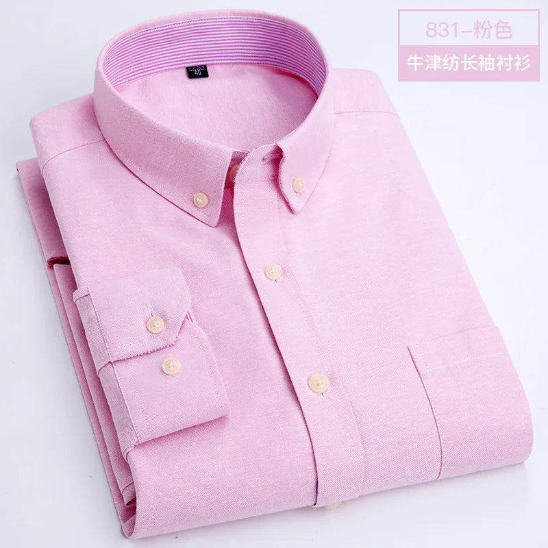 Chemise Homme Manches Longues Oxford Tissée Coupe Slim Infroissable Confortable Douce Décontractée Tendance Simple pour le Travail Printemps Été Automne Hiver