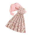 Costumes de vacances décontractés pour enfants, haut orange à manches longues, robe imprimée, vêtements de vacances pour filles, tenues pour enfants