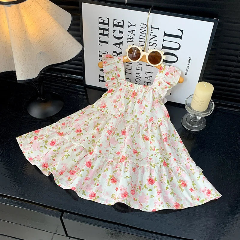 Robe d'été 2026 pour filles à manches volantées, robes de princesse imprimées à volants pour enfants de 1 à 12 ans, vêtements de vacances