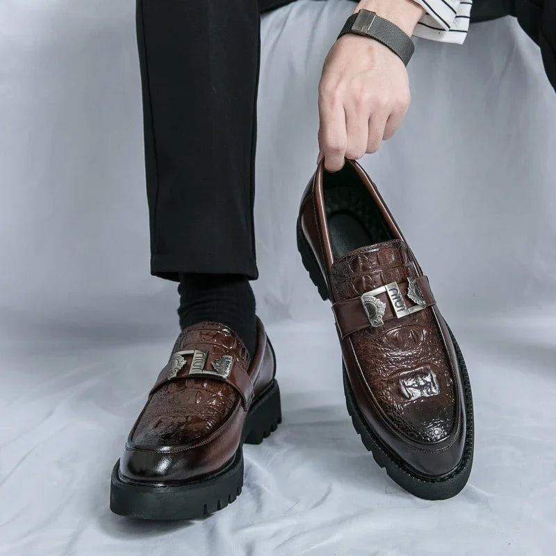 Hommes mocassins fête affaires à semelles épaisses hommes chaussures en cuir robe plate-forme chaussures confortable mode nouvelles chaussures décontractées pour hommes