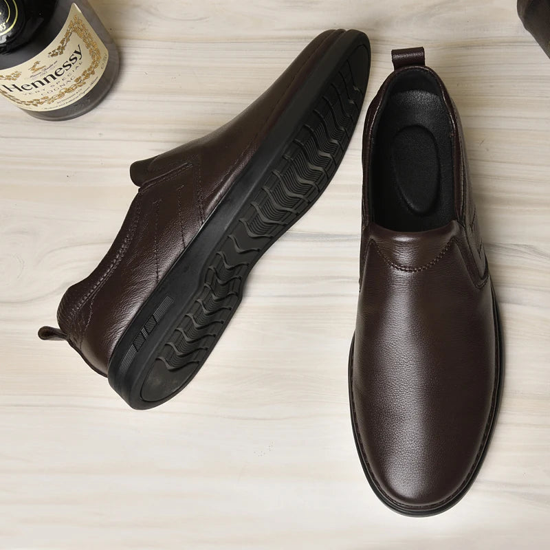 Chaussures décontractées en cuir véritable pour hommes, mocassins à enfiler, chaussures de conduite confortables, semelle souple, extérieur, printemps, été