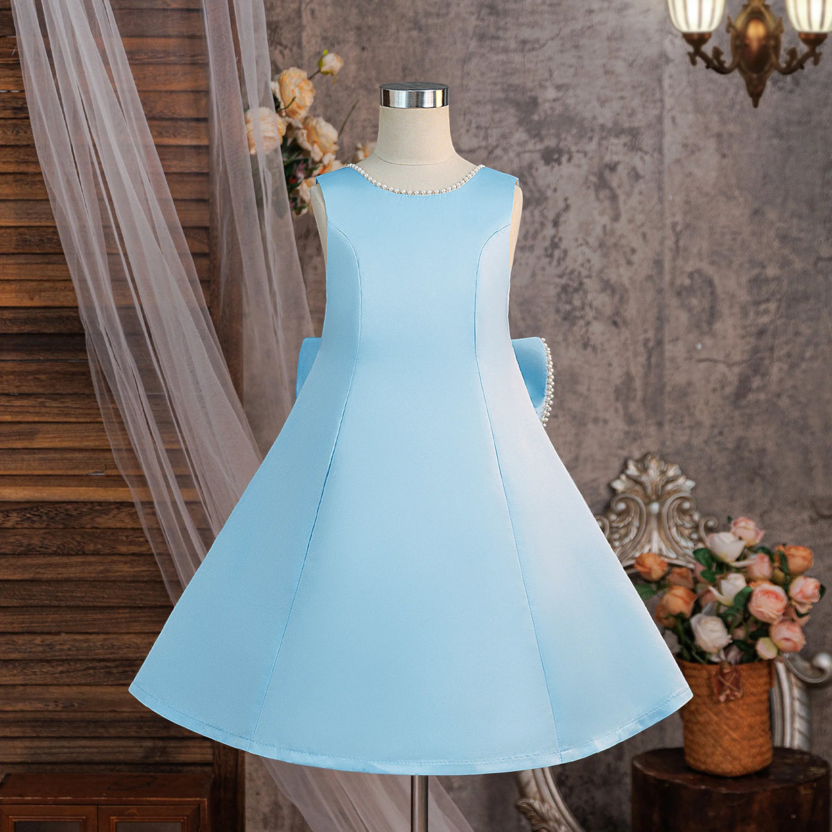 Robe de soirée de baptême pour filles, tenue de princesse élégante avec nœud, pour demoiselles d'honneur, de mariage, de Gala, d'anniversaire, de remise de diplôme
