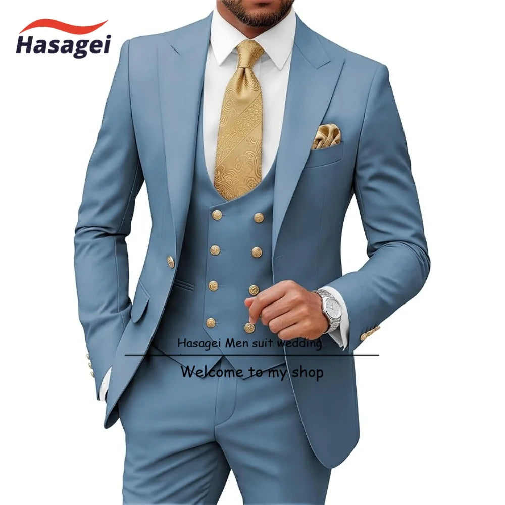 Costumes pour hommes 3 pièces, coupe ajustée, pour mariage, bal de promo, smoking, costumes formels pour hommes d'affaires