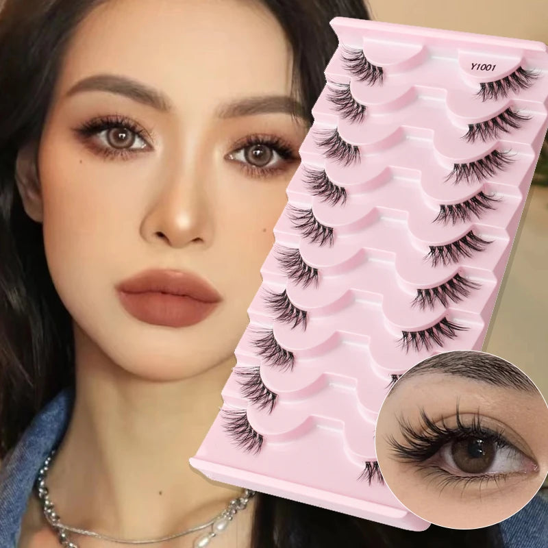 YSDO-Demi cils de chat doux, bande claire naturelle, faux cils, contaminants naturels, py, faux cils de vison 3D, outils de maquillage, 5/10 paires