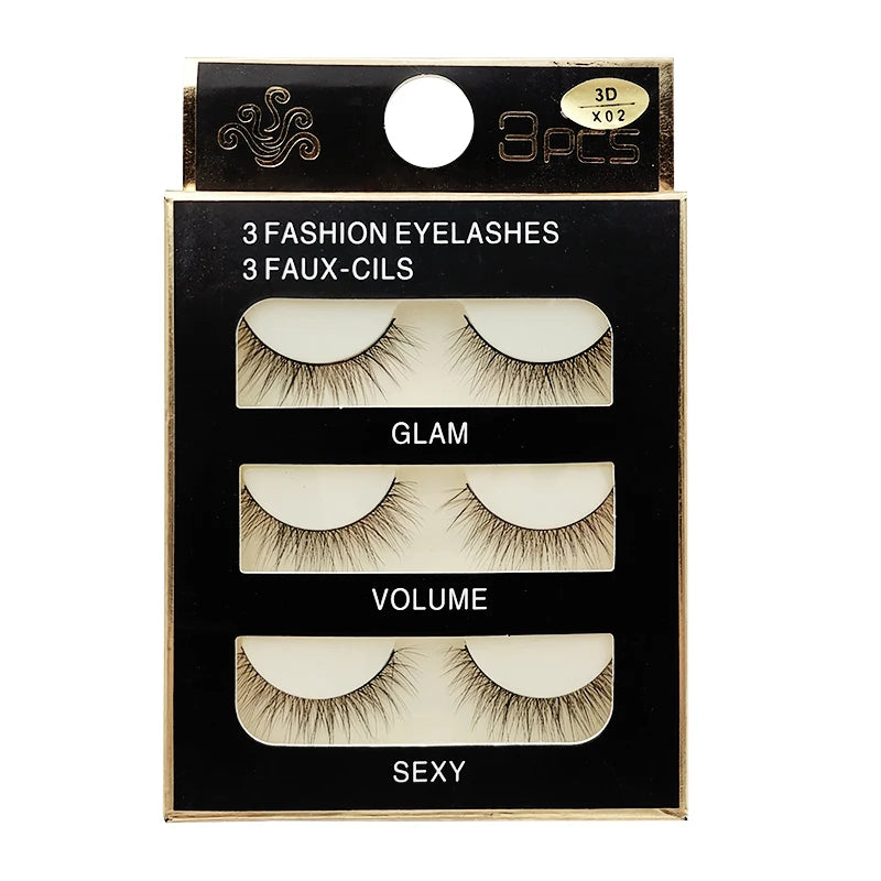 Faux Cils Naturels Longs en Vison 3D, Souples et Moelleux, fissuraminants, Faits à la Main, Outils de Maquillage pour les Yeux, 3 Paires