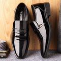 Chaussures en cuir verni PU noir pour hommes, chaussures d'affaires décontractées, chaussures de travail formelles pour le bureau, fête de mariage