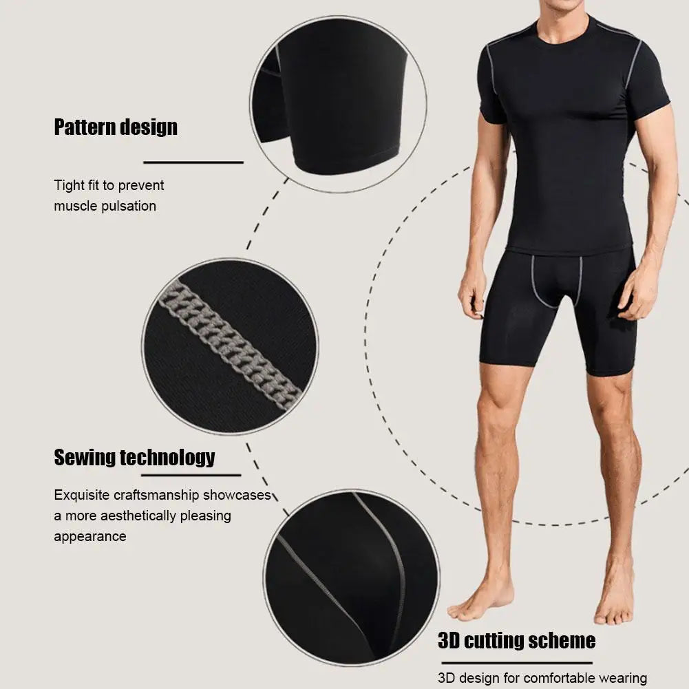 Pantalon court de compression pour hommes, élastique, à séchage rapide, pour la course à pied, la remise en forme, avec poche, grande taille, noir, pantalon d'entraînement serré pour la salle de sport