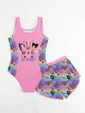 Ensemble de maillot de bain et short pour filles à imprimé anime K-POP en 2 pièces, protection UV UPF 50+, maillot de bain de plage d'été