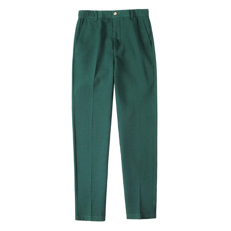 Pantalon gaufré extensible pour hommes, taille Business, formel, mode mariage, Slim, marque, costume de fête sociale, nouvelle collection automne 2024
