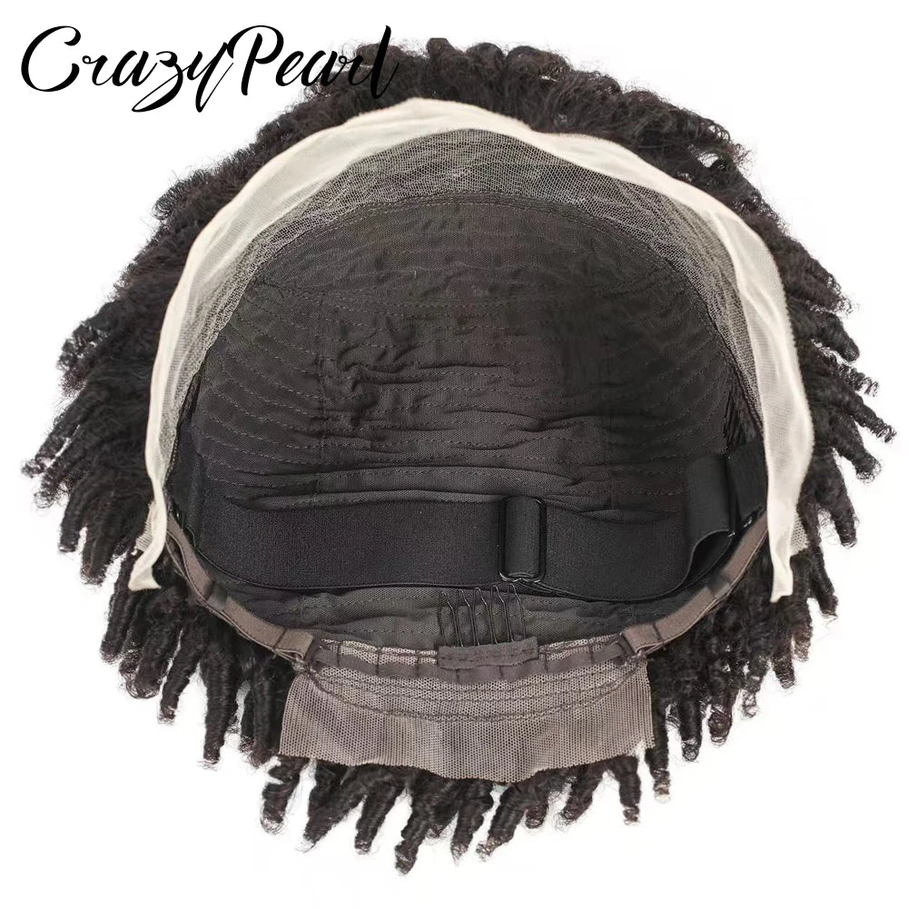 Perruques Courtes Pixie Cut Dreadlocks Couleur Naturelle Afro Twists Dreadlocks Lace Frontal Faux Locs Perruques de Remplacement Cheveux Tressés