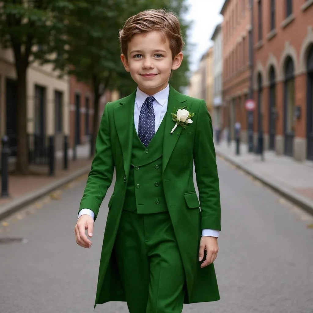 Ensemble de costumes formels pour garçons de 3 à 16 ans, 3 pièces, smoking à fleurs pour mariage, tenue de fête pour hommes, costume pour enfant, Blazer, pantalon, gilet