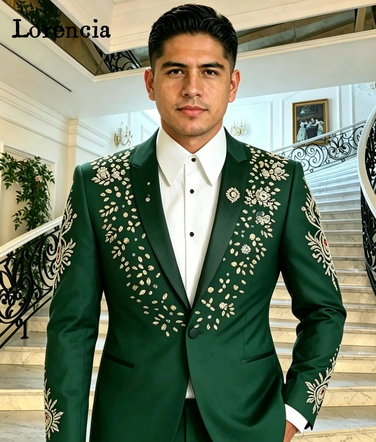 Costume de luxe pour homme 2 pièces, revers châle, coupe ajustée, smoking formel d'affaires, broderie de cristaux, blazer et pantalon de mariage, bikini personnalisé