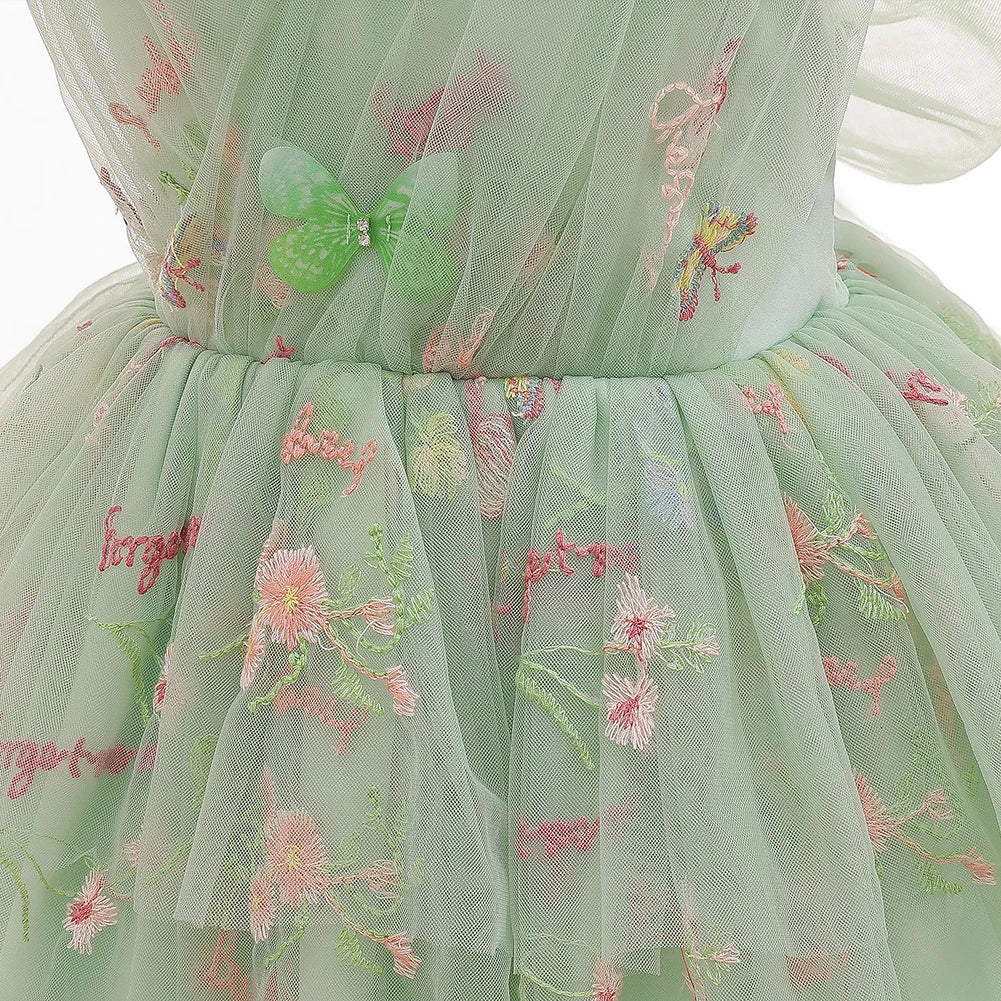 Robes tutu à volants en tulle pour petites filles, motif papillon et fleurs, pour anniversaire, mariage, fête, baptême, séance photo, Vestidos