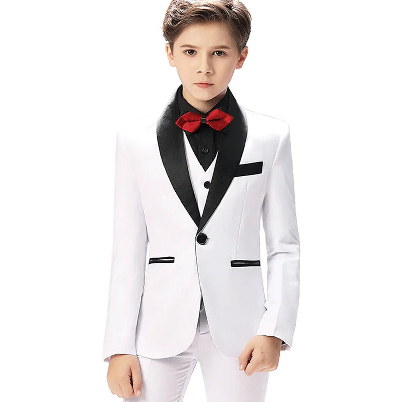 Costume 3 pièces pour garçons de rentrée scolaire, veste, gilet, pantalon, smoking pour enfants, costume de mariage, robe formelle classique, costume Slim pour adolescents