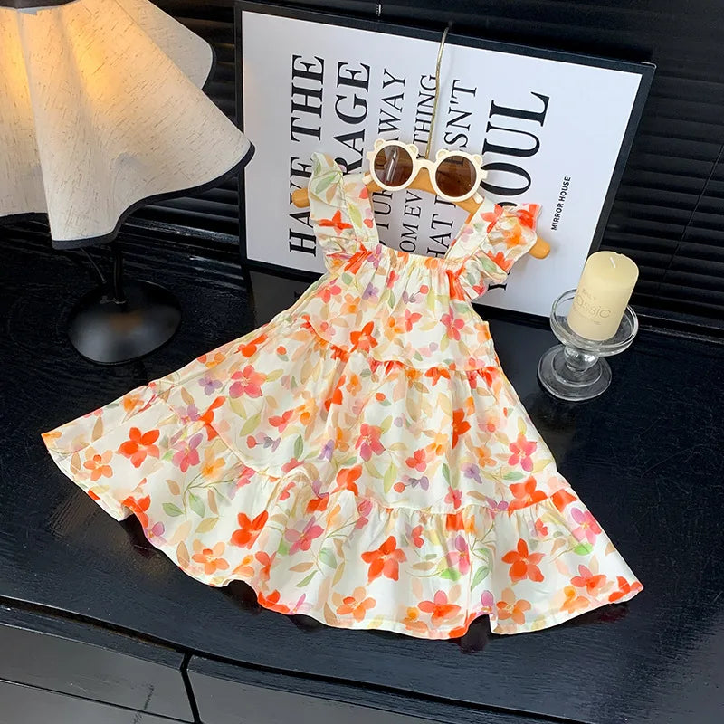 Robe d'été 2026 pour filles à manches volantées, robes de princesse imprimées à volants pour enfants de 1 à 12 ans, vêtements de vacances