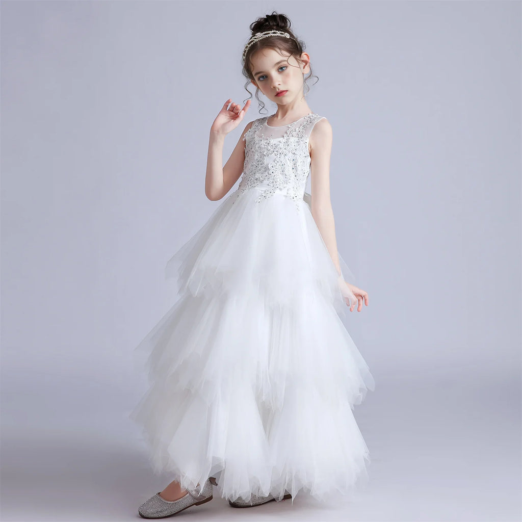 Robe Longue Rose pour Fille, Tenue de Bal Élégante, pour ixde Noël, Mariage Formel, pour Enfant de 4 à 12 Ans