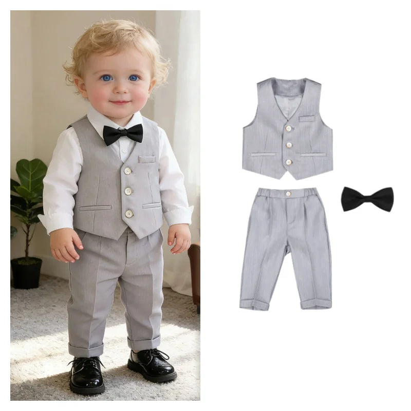 Costume de photographie pour garçons de 1 an, style britannique, beige, pour mariage, spectacle ou cérémonie, pour enfants