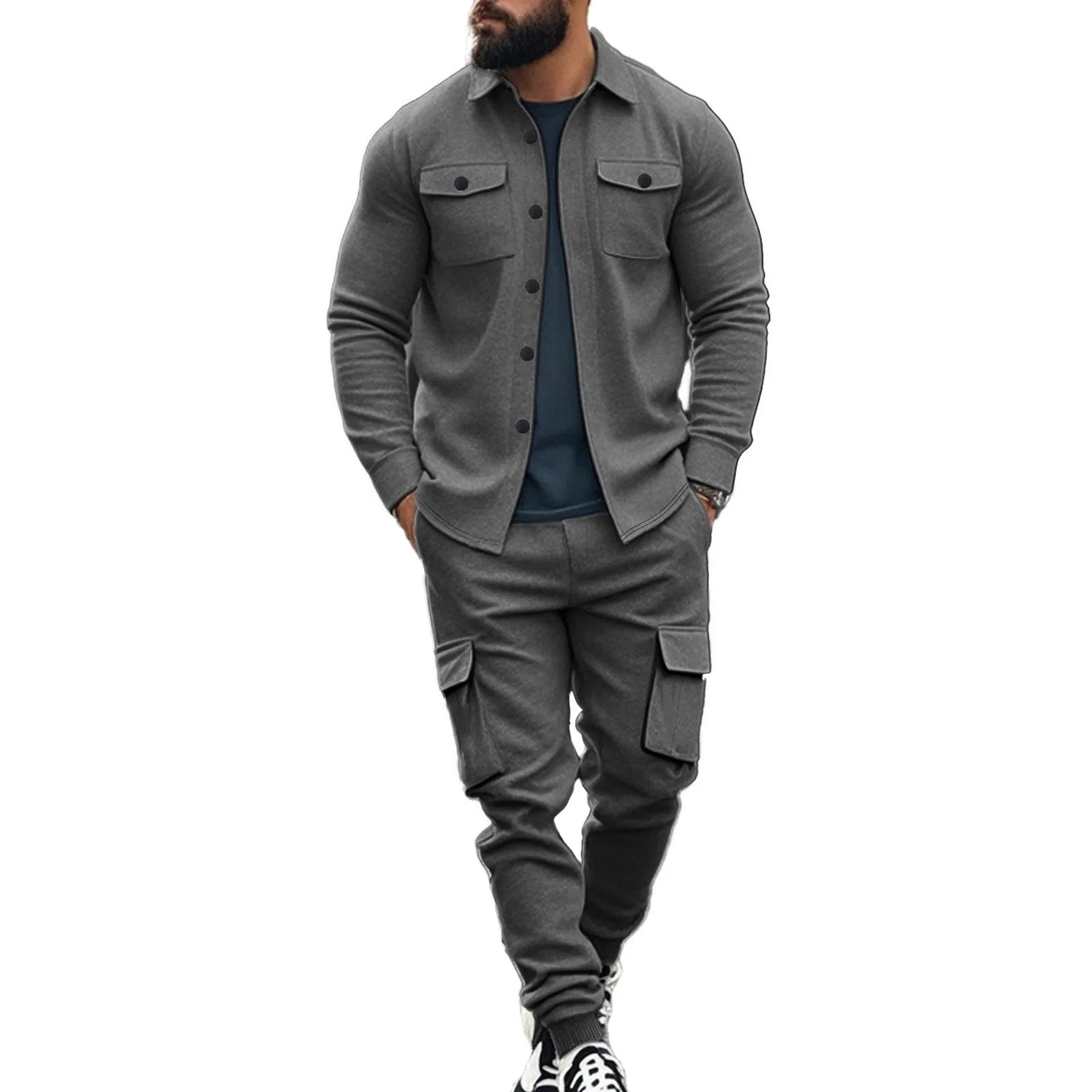 Ensemble de veste à revers de chasse tactique en polaire pour hommes, lourd américain, ample et chaud, ensemble deux pièces