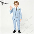 Ensemble 4 pièces élégant en lin pour garçons avec nœud papillon floral 2026 – Blazer, gilet et pantalon classiques pour le porte-anneau de mariage
