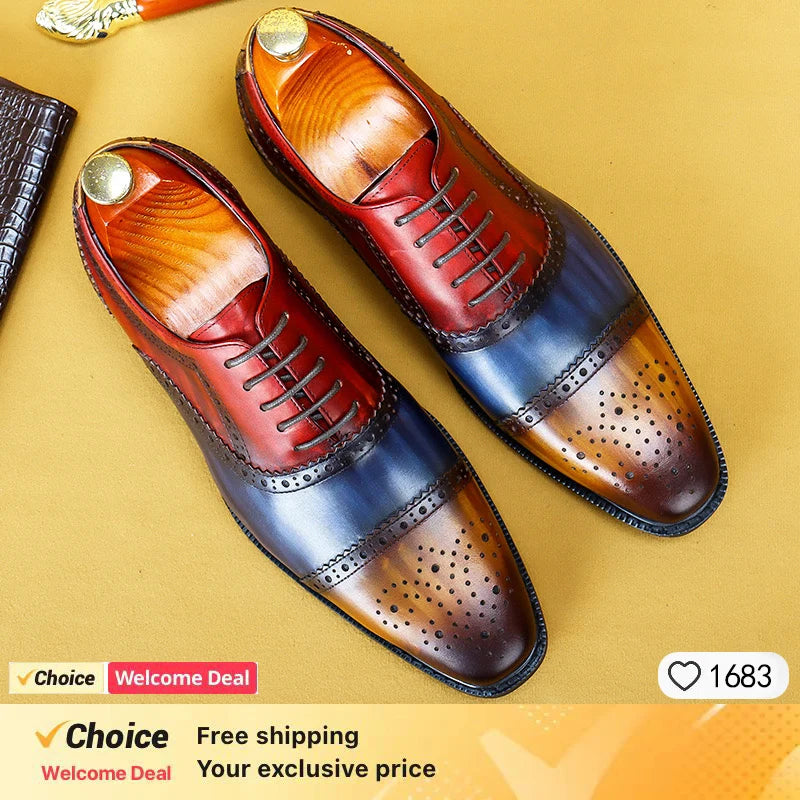 Chaussures en cuir de marque de luxe pour hommes, chaussures en dentelle pointues, DERBY OXFORD Store, robe décontractée pour hommes, chaussures de fête de mariage