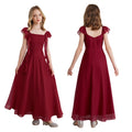 Robes de demoiselle d'honneur junior pour adolescentes, robe à fleurs, bretelles à volants, en mousseline de soie, robe d'été formelle pour fête de mariage, spectacle, Banquet