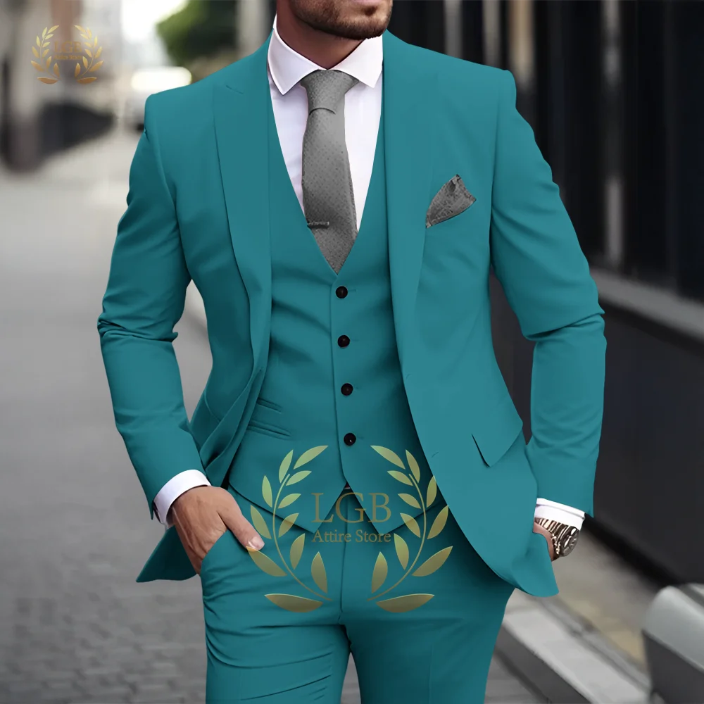 Costume 3 pièces kaki pour hommes, classique, revers, Business, formel, mariage, marié, coupe cintrée, élégant, Style Gentleman, Blazer à la mode