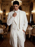 Costume de smoking blanc pour homme avec veste queue de pie et pantalon pour mariage, fête, danse, spectacle de magie