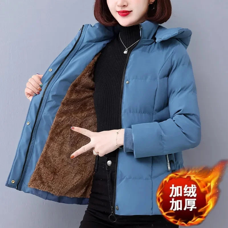 Veste rembourrée en coton et velours pour femme, pardessus chaud et décontracté, mode coréenne, nouvelle collection automne et hiver 2023