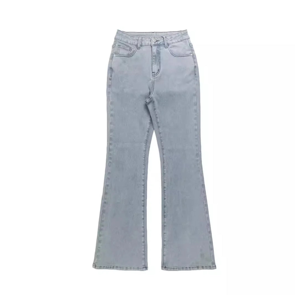 Jean Boot Cut Y2K pour femme, coupe large, en denim délavé et déchiré, longueur cheville, avec poches, fermeture éclair, taille haute, Club 2026