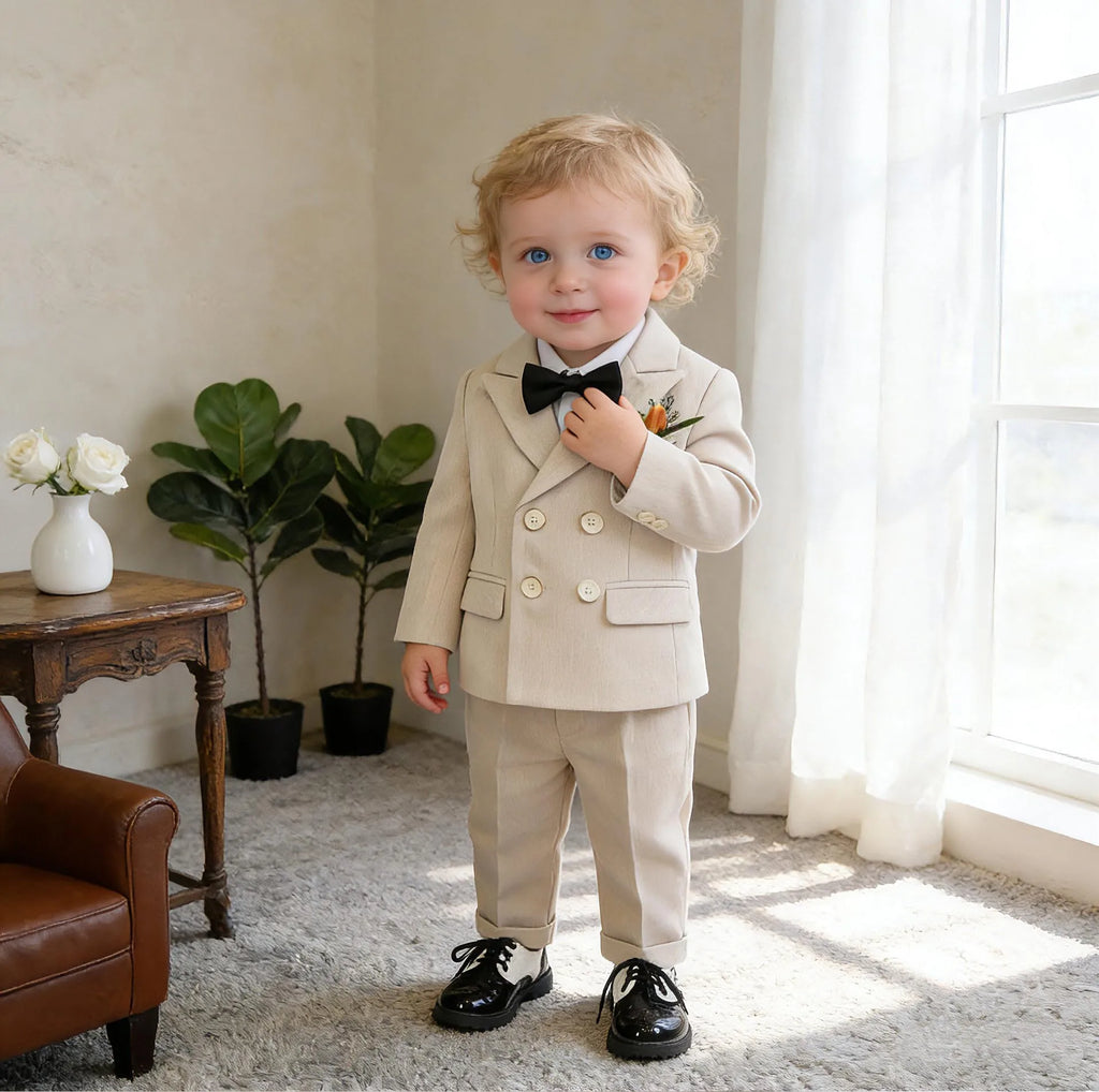 Costume de photographie pour garçons de 1 an, style britannique, beige, pour mariage, spectacle ou cérémonie, pour enfants