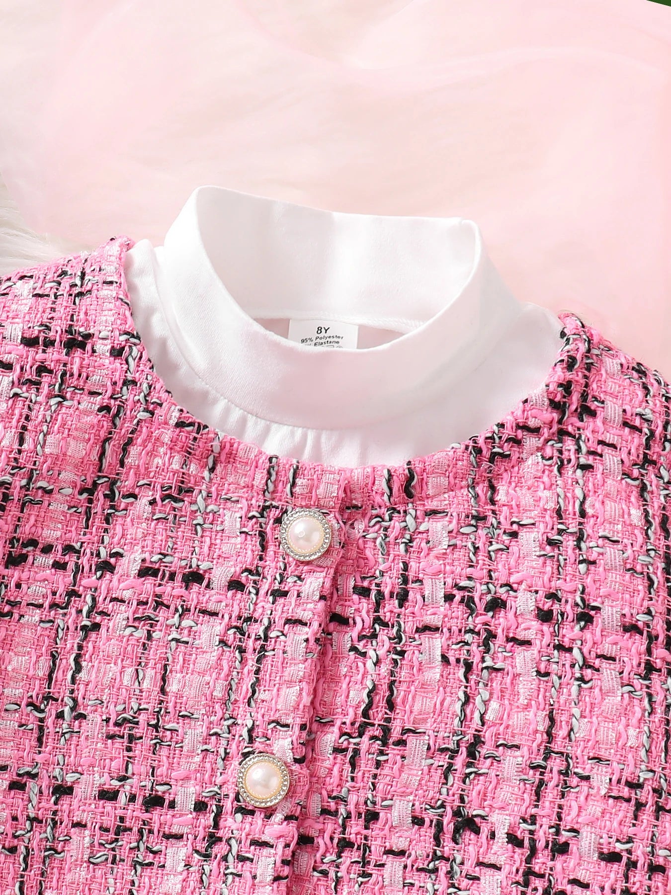 Robe mignonne à la mode pour filles, 3 ensembles de haut à carreaux rose + jupe + chemise blanche à manches longues, nouvelle collection printemps et automne