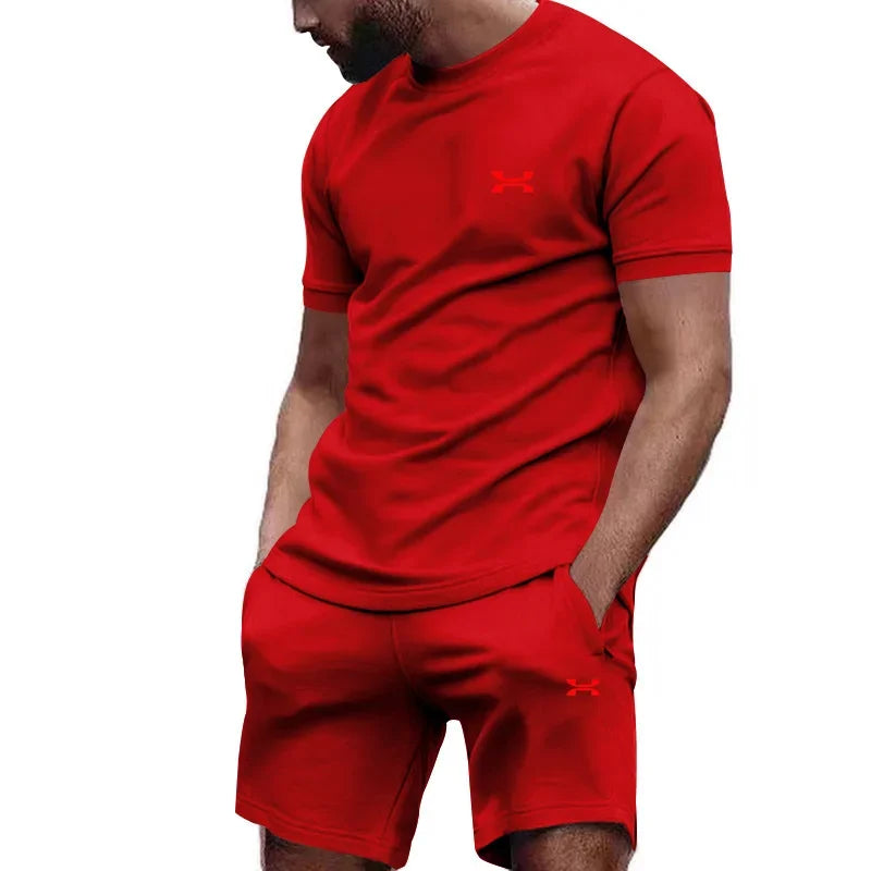 Nouveau été hommes décontracté shorts à manches courtes 2 pièces ville rue mode T-shirt shorts costume hommes cool course offre spéciale