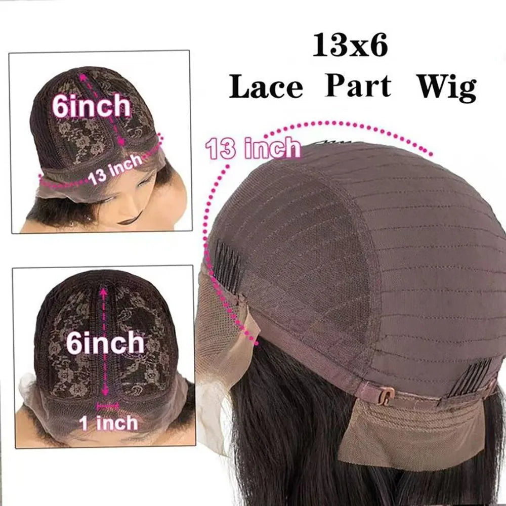 Perruque Lace Front Wig naturelle Remy, cheveux crépus lisses, Transparent HD, sans colle, avec raie en dentelle, pour femmes