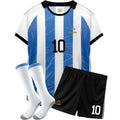 Maillot de football garçon bleu # 10 maillots de fan de sport pour enfants et jeunes, vêtements d'entraînement de football pour 4 à 14 ans