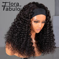 Crépus bouclés bandeau perruques brésilien Remy cheveux humains 180% densité 20 pouces porter à aller sans colle vague d'eau bandeau perruque pour les femmes