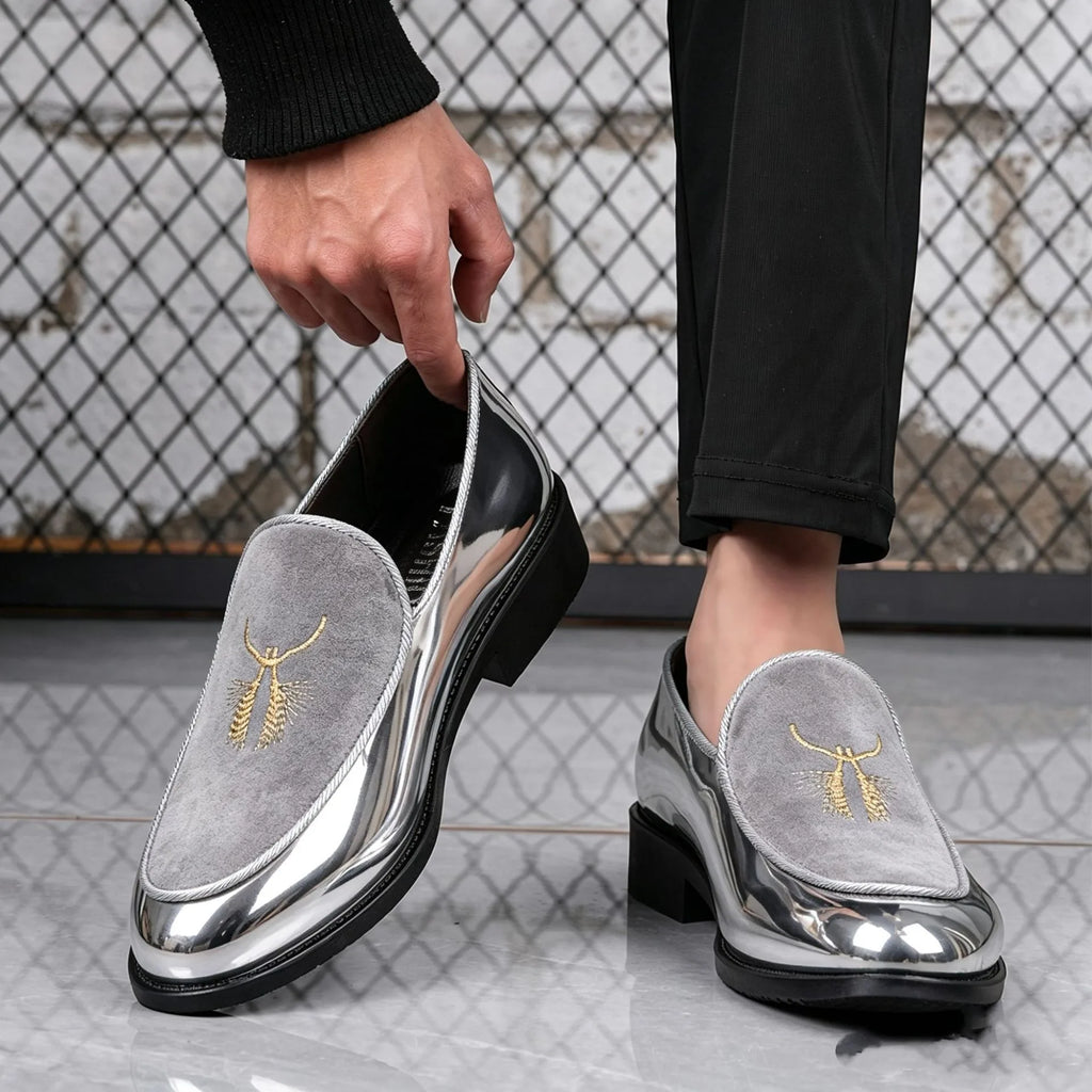 Mocassins formels brodés pour homme, chaussures de créateur pour mariage, chaussures de bureau, mocassins homme, chaussures élégantes pour homme