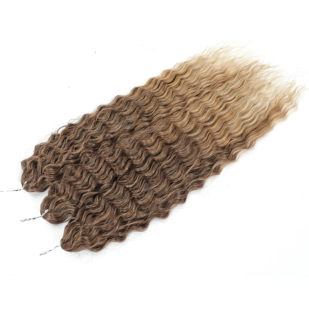 3 Pièces Tresses au Crochet Ombré Brun 300g 24' Ariel Deep Water Wave Blond Blanc Ombré Gris Paquets de Cheveux Synthétiques Haute Température