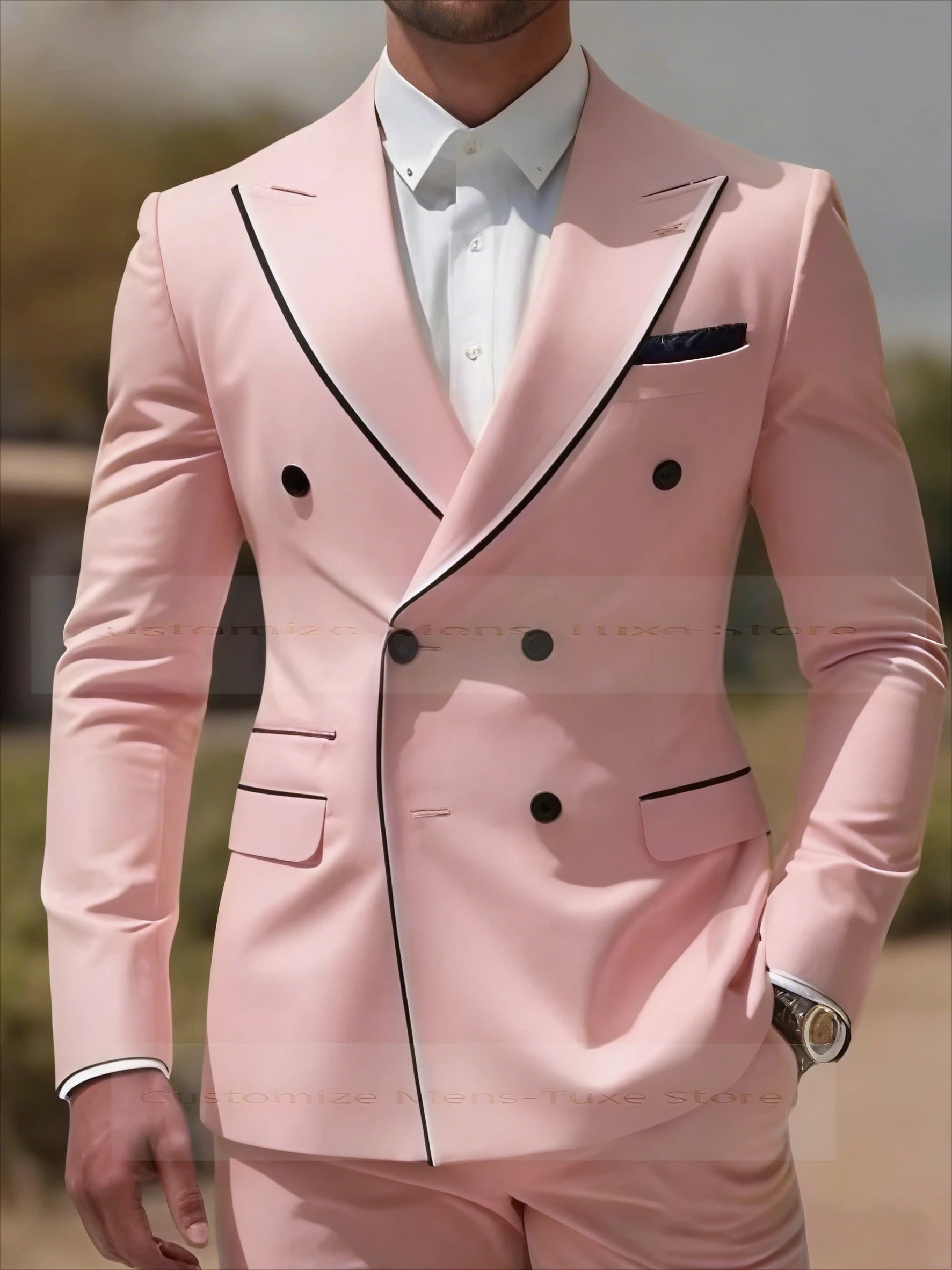 Col noir Orange homme d'affaires hommes costume marié Groomsman fête de mariage bal formel Tuxedos 2 pièces ensemble Blazer pantalon